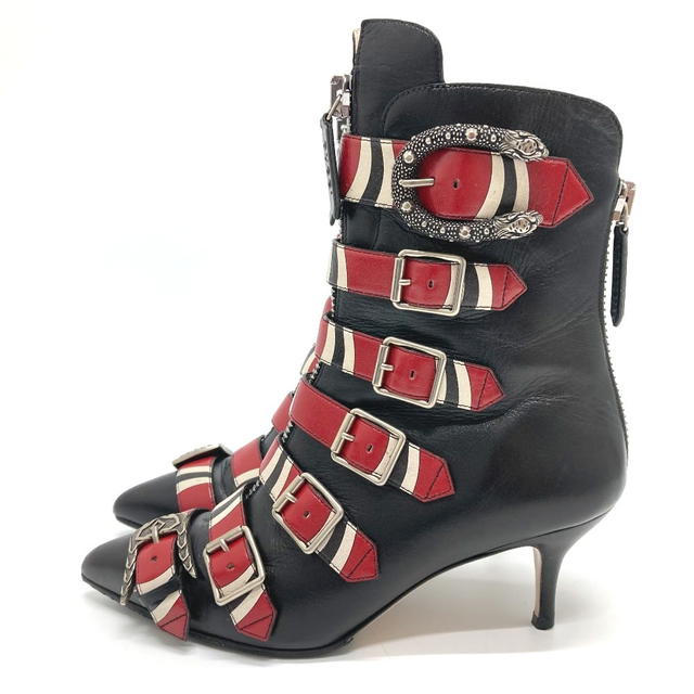 Gucci GUCCI 452915 King Snake Dionysus boots Leather Red x Black - view 5