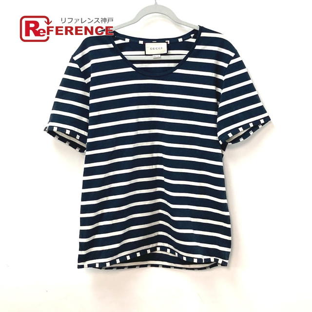 Gucci GUCCI 574931 border Tops Apparel Short sleeve T-shirt cotton Navy/IvoryBased - view 1