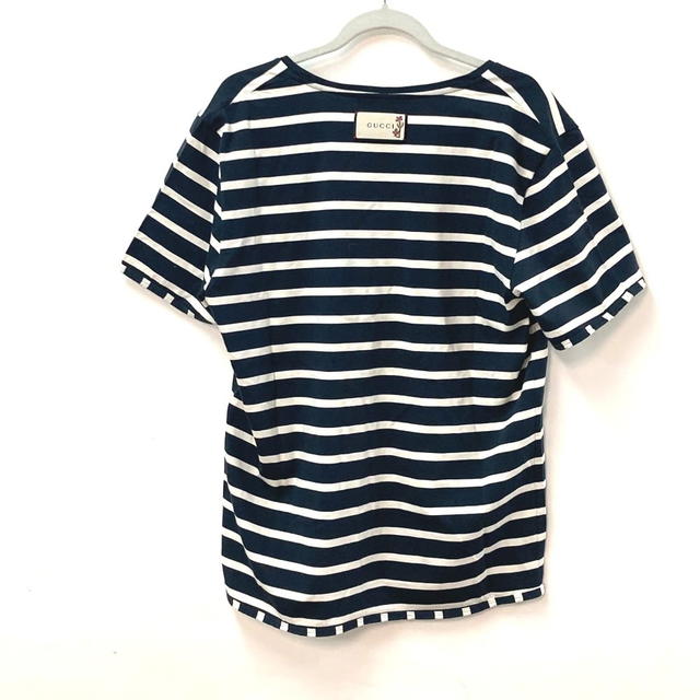 Gucci GUCCI 574931 border Tops Apparel Short sleeve T-shirt cotton Navy/IvoryBased - view 3