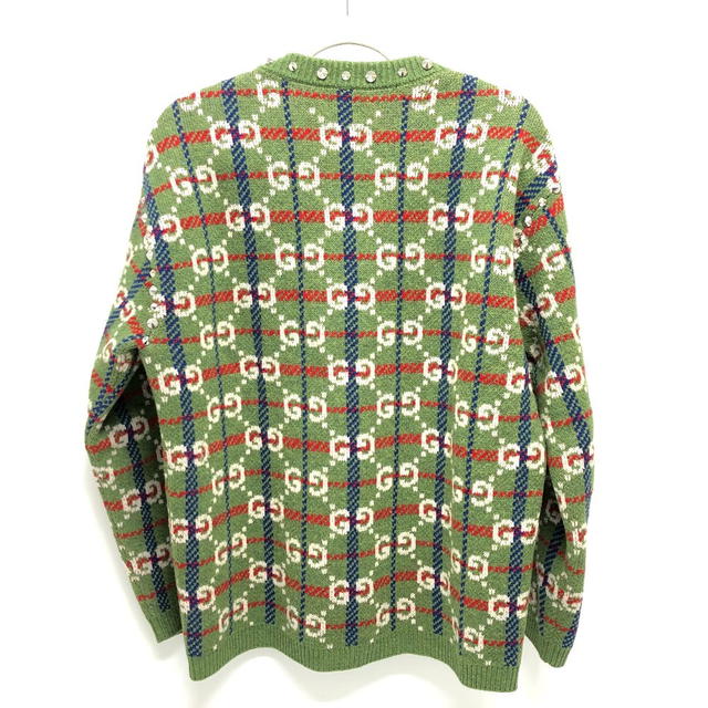 Gucci GUCCI 713571 GG Studs knit sweater wool Green/Multicolore/SilverHardware - view 3