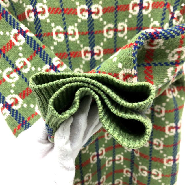 Gucci GUCCI 713571 GG Studs knit sweater wool Green/Multicolore/SilverHardware - view 5