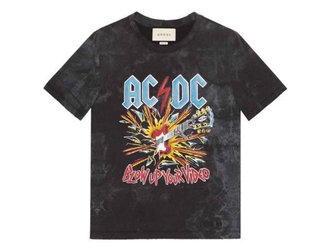 Gucci Gucci AC/DC Print tie-dye T-shirt Grey