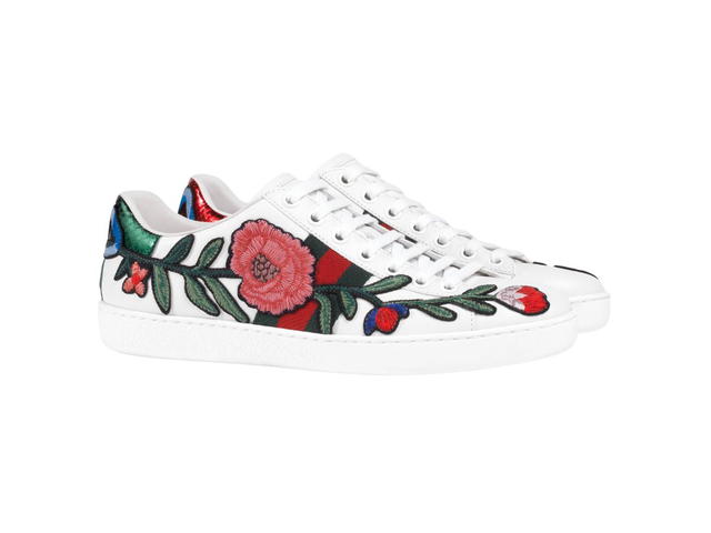 Gucci Gucci Ace Embroidered Sneaker With Floral In White Leather With Embroidered Floral Applique - view 2
