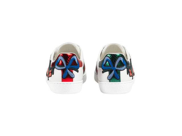 Gucci Gucci Ace Embroidered Sneaker With Floral In White Leather With Embroidered Floral Applique - view 4