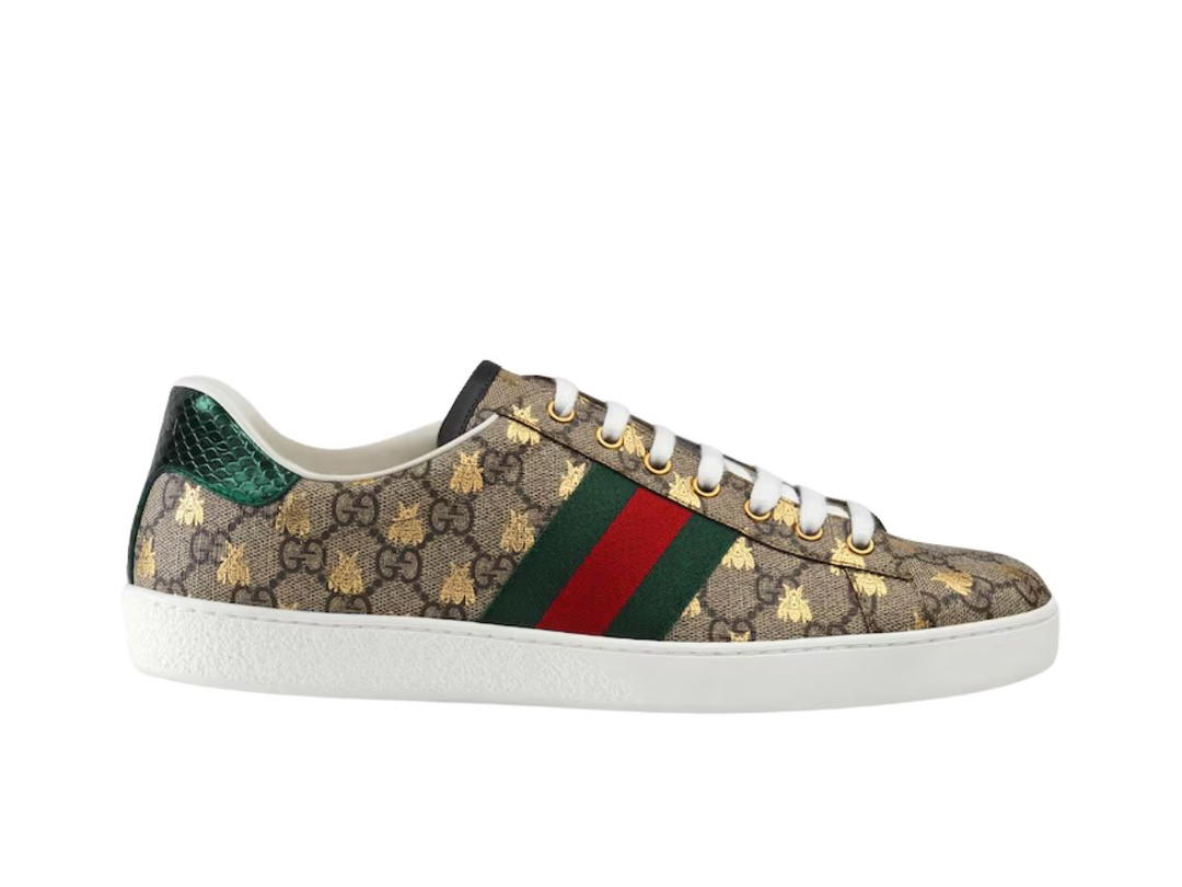 Gucci Gucci Ace GG Supreme Bees Sneaker In Beige-Ebony GG Supreme With Gold Bees Print