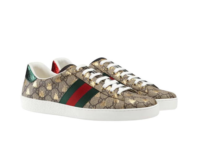 Gucci Gucci Ace GG Supreme Bees Sneaker In Beige-Ebony GG Supreme With Gold Bees Print - view 2