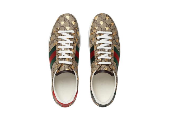 Gucci Gucci Ace GG Supreme Bees Sneaker In Beige-Ebony GG Supreme With Gold Bees Print - view 3