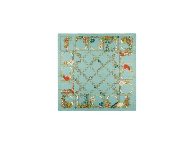 Gucci Gucci Animal And Floral Print Silk Carré Multicolour Gucci Animal And Floral Print Green Silk Twill - view 1
