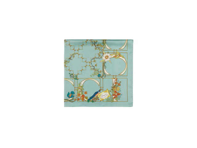 Gucci Gucci Animal And Floral Print Silk Carré Multicolour Gucci Animal And Floral Print Green Silk Twill - view 2