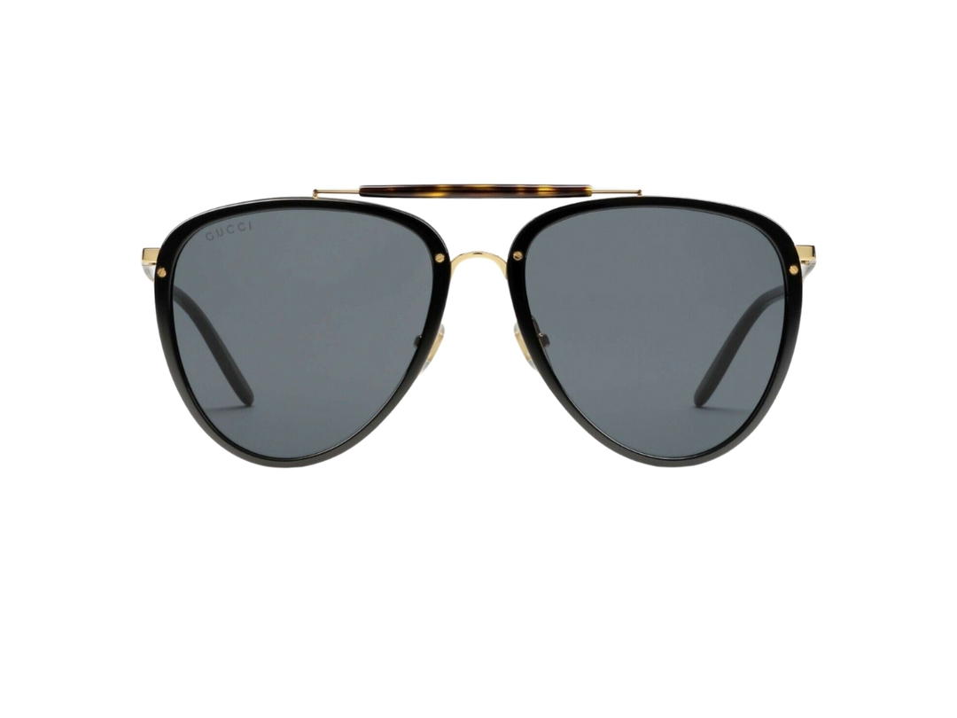 Gucci Gucci Aviator Sunglasses In Gold-Metal Frame With Shiny Black lens
