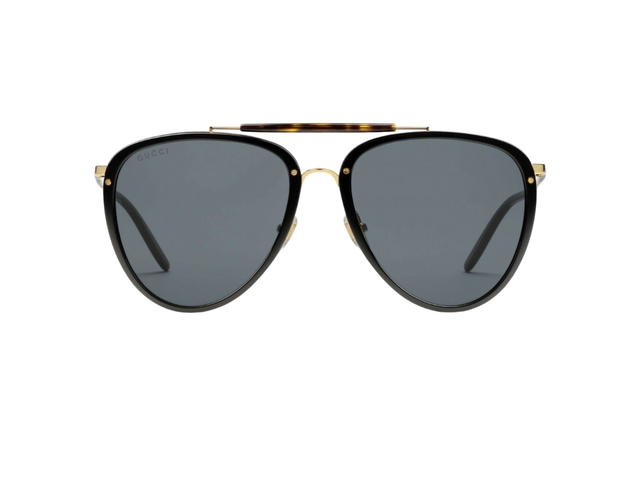 Gucci Gucci Aviator Sunglasses In Gold-Metal Frame With Shiny Black lens - view 1