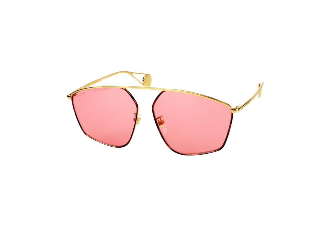 Gucci Gucci Aviator Sunglasses In Gold Metal With Pink Lens