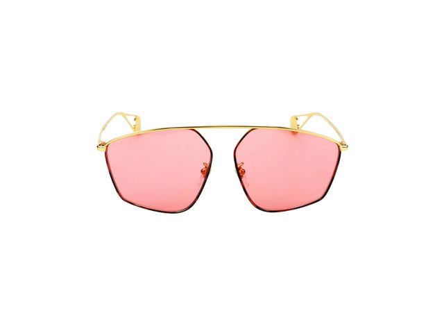 Gucci Gucci Aviator Sunglasses In Gold Metal With Pink Lens - view 2