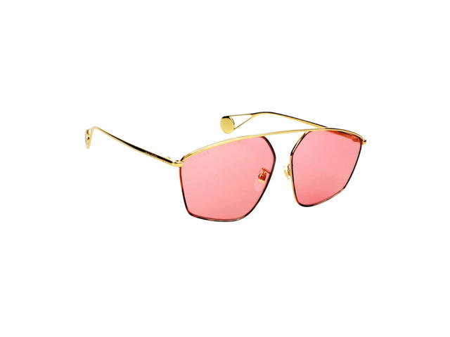 Gucci Gucci Aviator Sunglasses In Gold Metal With Pink Lens - view 3