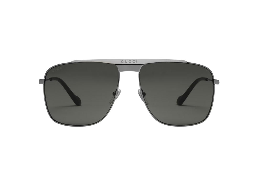 Gucci Gucci Aviator Sunglasses In Ruthenium Metal-Gucci Logo With Grey Lens
