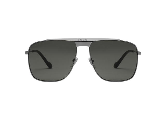 Gucci Gucci Aviator Sunglasses In Ruthenium Metal-Gucci Logo With Grey Lens - view 1