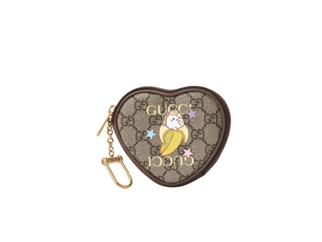 Gucci Gucci x Crunchyroll Heart-shaped Coin Purse Bananya Print - view 1