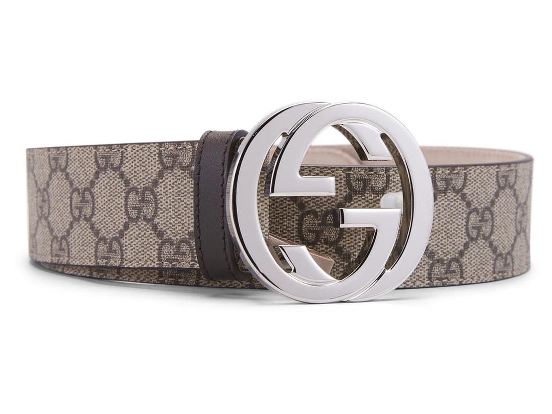 Gucci Gucci Belt GG Supreme Interlocking G Buckle 1.5W Beige Ebony/Cocoa