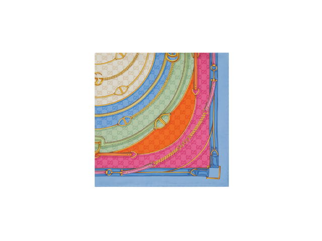 Gucci Gucci Belt Print Silk Scarf In Multicolor-Light Blue Trim Print Silk - view 2