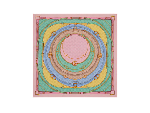 Gucci Gucci Belt Print Silk Scarf In Multicolor-Pink Trim Print Silk - view 1