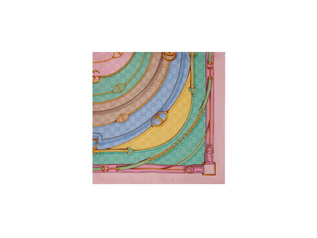 Gucci Gucci Belt Print Silk Scarf In Multicolor-Pink Trim Print Silk - view 2
