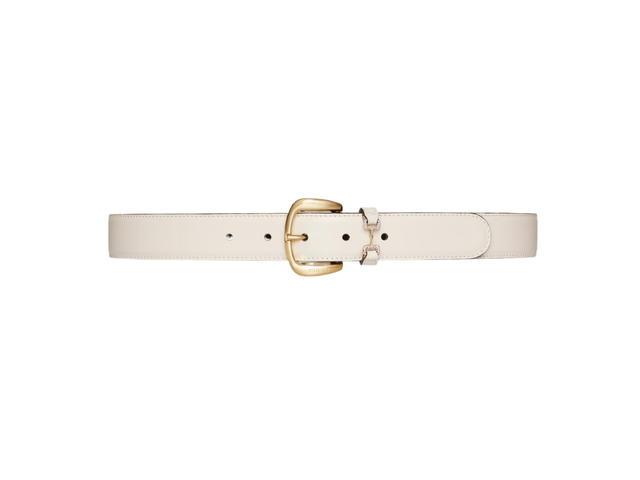 Gucci Gucci Belt With Crystal Horsebit 30MM In White Leather With Gold-Toned Hardware - view 1