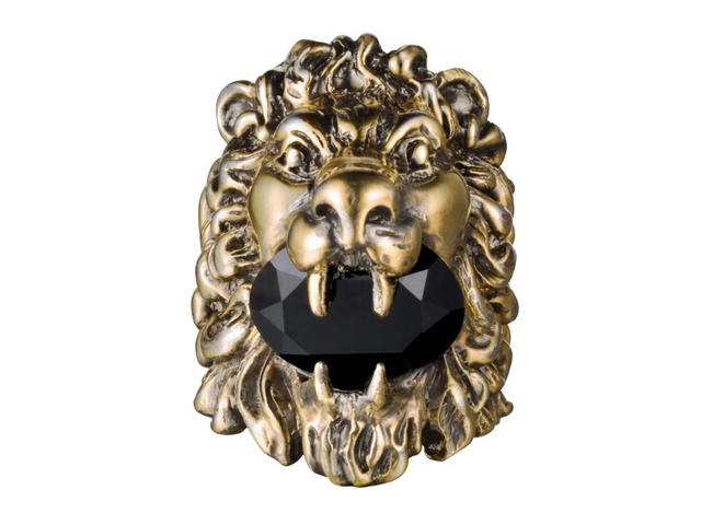 Gucci Gucci black crystal Lion head ring with Swarovski - view 1