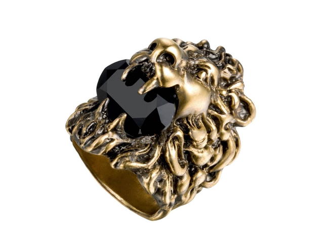 Gucci Gucci black crystal Lion head ring with Swarovski - view 2