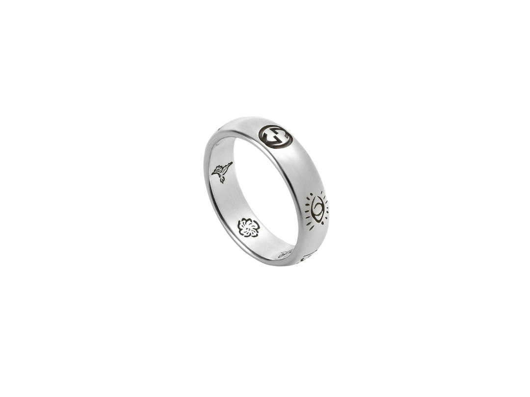 Gucci Gucci Blind For Love' Ring In 925 Sterling Silver With Gucci Motifs Symbolic Engraved