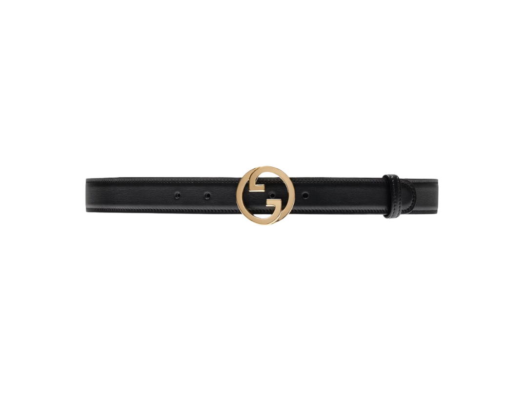 Gucci Gucci Blondie Belt In Black Leather Gold-Toned Hardware