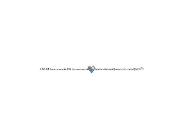 Gucci Gucci And GG Heart Bracelet In Sterling Silver With Light Blue Enamel - view 2