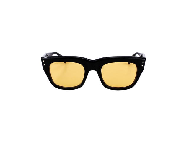 Gucci Gucci Cat-Eye Frame Sunglasses In Shiny Black Acetate Frame With Gucci Rivets Orange Lens - view 2