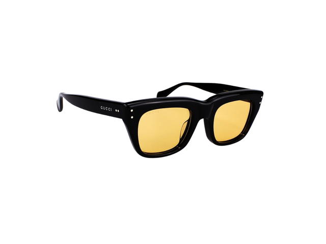 Gucci Gucci Cat-Eye Frame Sunglasses In Shiny Black Acetate Frame With Gucci Rivets Orange Lens - view 3
