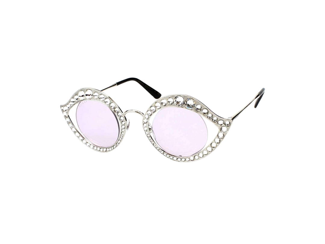 Gucci Gucci Cat Eye Metal Glasses In Silver Metal Plastic With Transparent and Crystals