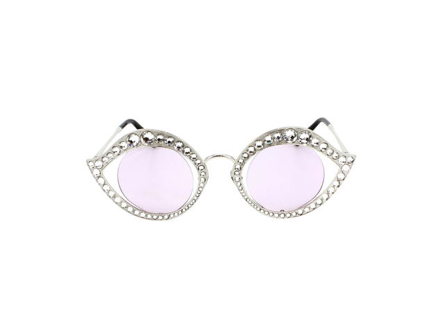 Gucci Gucci Cat Eye Metal Glasses In Silver Metal Plastic With Transparent and Crystals - view 2