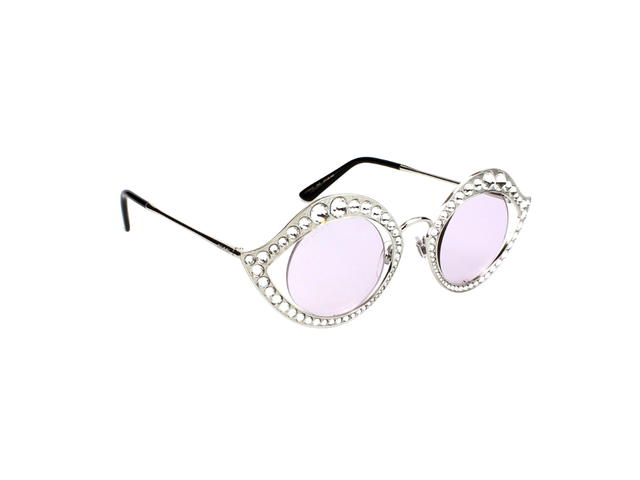 Gucci Gucci Cat Eye Metal Glasses In Silver Metal Plastic With Transparent and Crystals - view 3