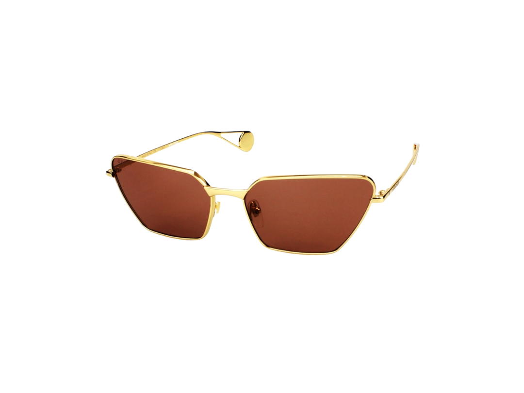 Gucci Gucci Cat-Eye Sunglasses In Gold Metal With Orange Lens