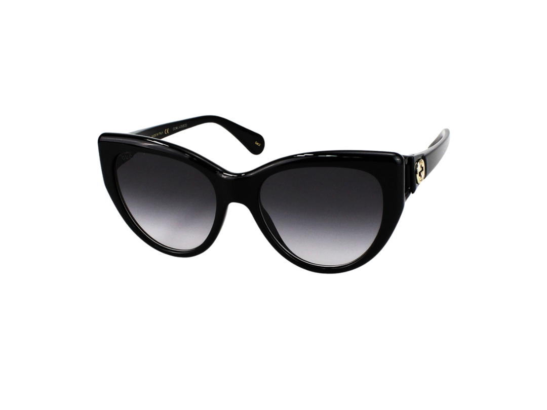 Gucci Gucci Cat Eye Sunglasses In Plastic With Grey Shaded Lens Shiny Black