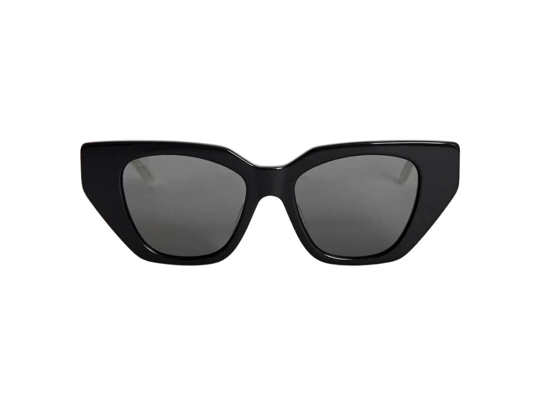 Gucci Gucci Cat Eye Sunglasses In Shiny Black-Crystal Frame With Grey Lens