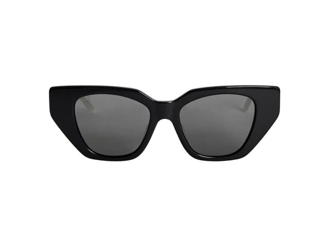 Gucci Gucci Cat Eye Sunglasses In Shiny Black-Crystal Frame With Grey Lens - view 1