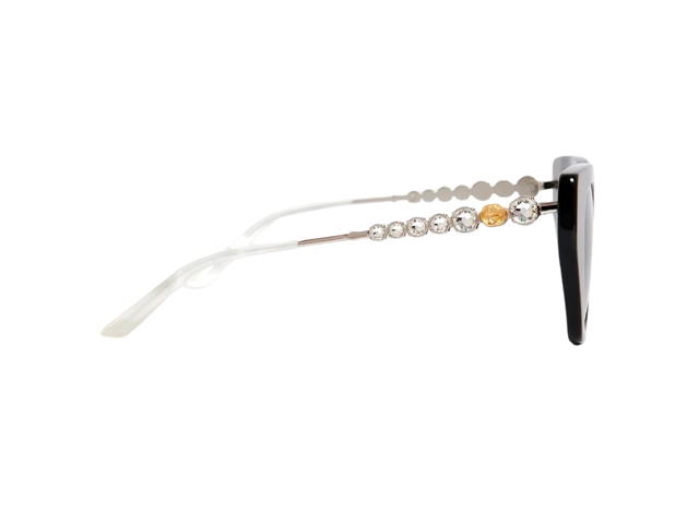 Gucci Gucci Cat Eye Sunglasses In Shiny Black-Crystal Frame With Grey Lens - view 2