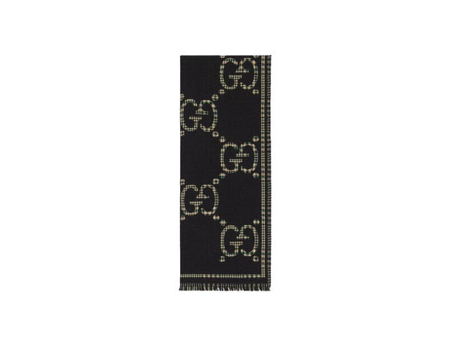 Gucci Gucci Check GG Wool Scarf In Black And Multicolour Check GG Wool Jacquard - view 1