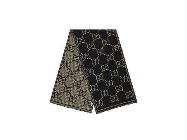 Gucci Gucci Check GG Wool Scarf In Black And Multicolour Check GG Wool Jacquard - view 2