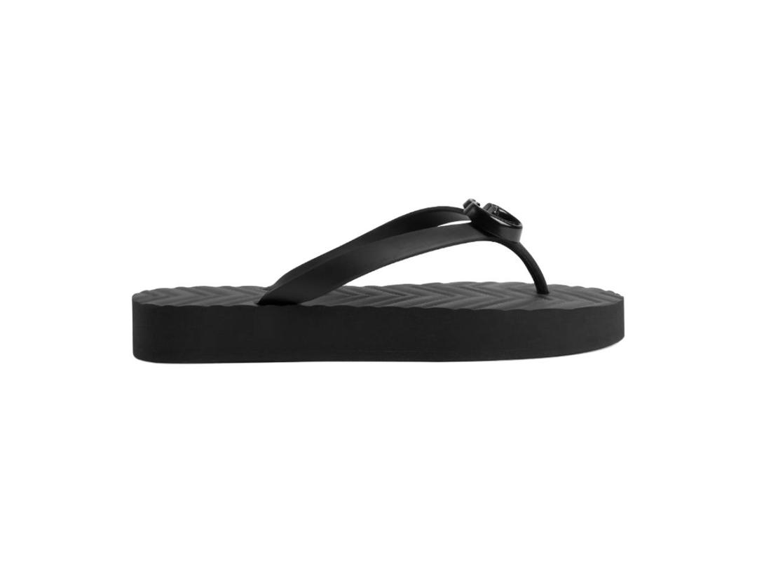 Gucci Gucci Chevron Thong Sandal Black