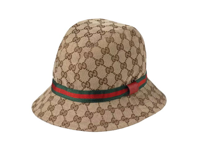 Gucci Gucci Children's Original GG Fedora In GG Canvas With Red Grosgrain Trim Beige - view 1