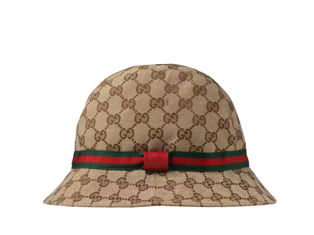 Gucci Gucci Children's Original GG Fedora In GG Canvas With Red Grosgrain Trim Beige - view 2
