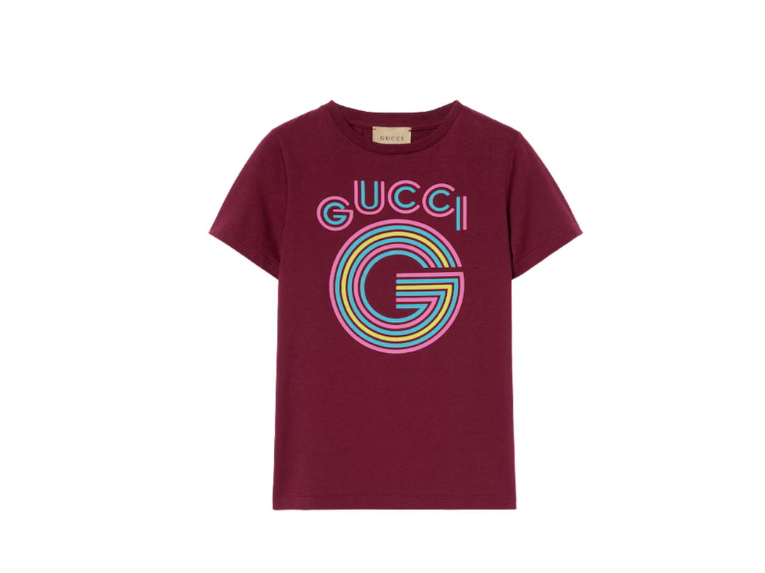 Gucci Gucci Children's printed cotton T-shirt Bordeaux