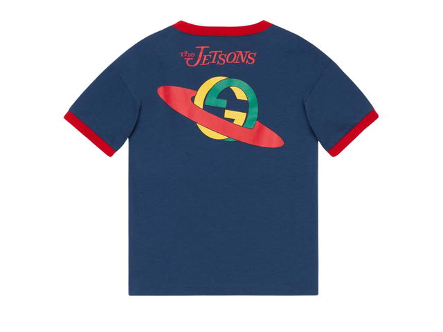 Gucci Gucci Children's Printed Cotton T-Shirt In Dark Blue Cotton Jersey With Gucci And The Jetsons Print - view 2