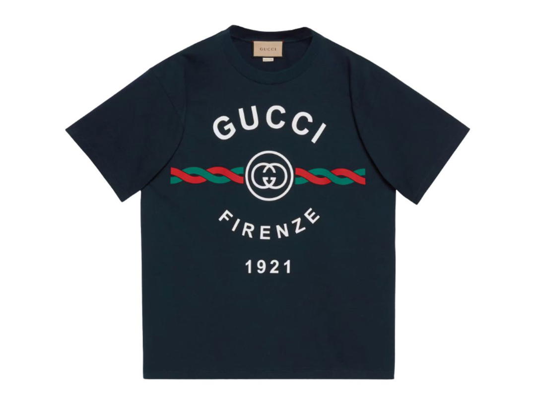 Gucci Gucci Cotton Jersey Gucci Firenze 1921 T-Shirt Dark Blue
