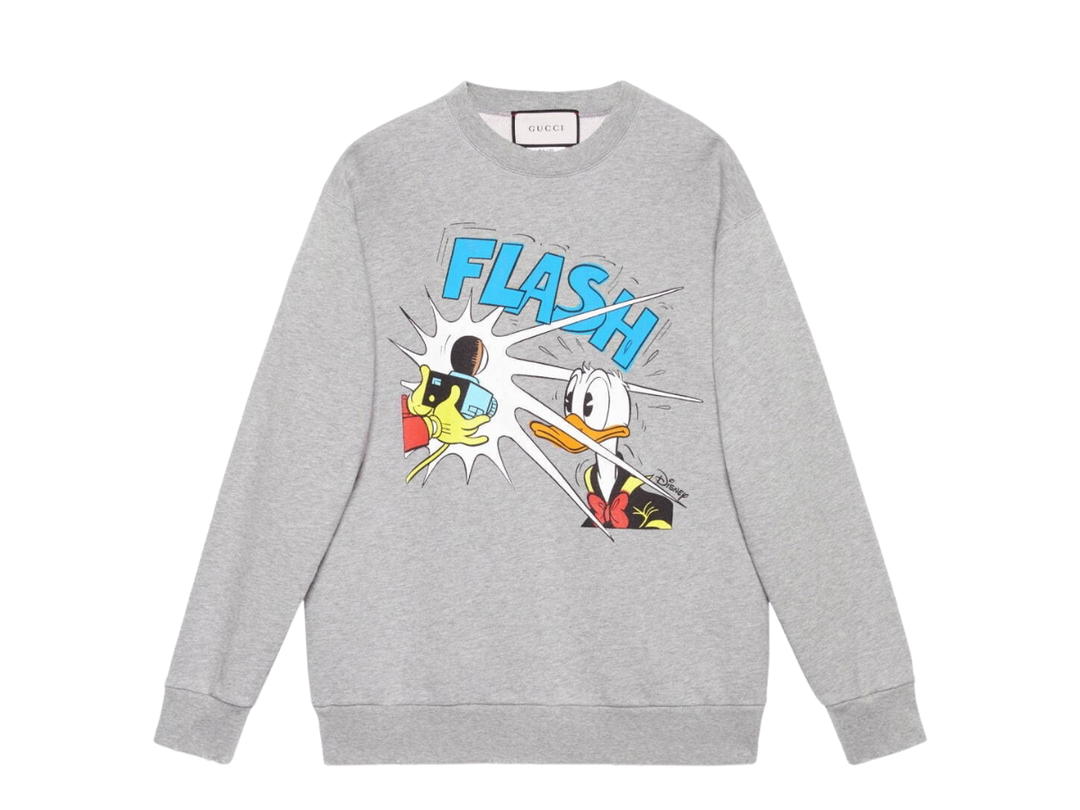 Gucci Gucci Cotton Jersey Sweatshirt In Grey Melange Cotton Jersey With Donald Duck Printed